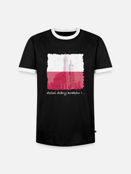 Krakau Flagge Design - Männer Kontrast-T-Shirt - Schwarz/Weiß