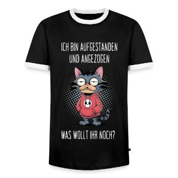 Je me suis levé et j’ai habillé de l’humour de chat - T-shirt contrasté Homme - noir/blanc - Devant - AI Model Female 172 light (172cm) & AI Model Male 178 light (178cm)