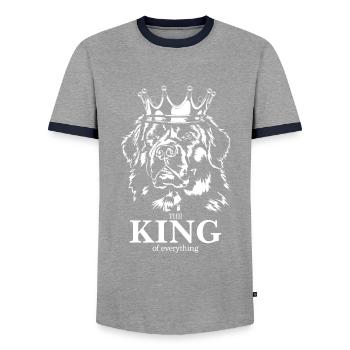 Terre-Neuve Roi de tout ce qui dit chiens - T-shirt contrasté Homme - gris/marine  - Devant - AI Model Female 172 light (172cm) & AI Model Male 178 light (178cm)