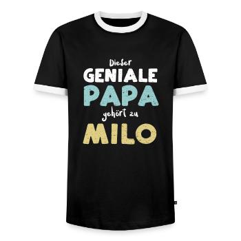 Dieser Geniale Papa Gehört Zu Milo - Männer Kontrast-T-Shirt - Schwarz/Weiß - Vorne - AI Model Female 172 light (172cm) & AI Model Male 178 light (178cm)