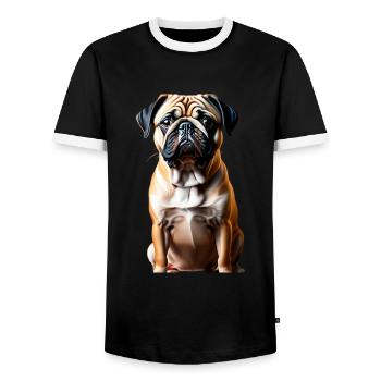 Thème Pug Dog - T-shirt contrasté Homme - noir/blanc - Devant - AI Model Female 172 light (172cm) & AI Model Male 178 light (178cm)