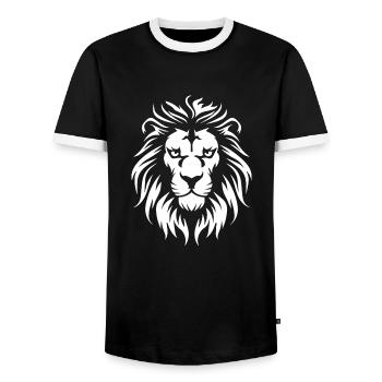 Lion - Men's Ringer Shirt - black/white - Front - AI Model Female 172 light (172cm) & AI Model Male 178 light (178cm)