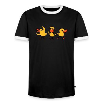 3 canards - T-shirt contrasté Homme - noir/blanc - Devant - AI Model Female 172 light (172cm) & AI Model Male 178 light (178cm)
