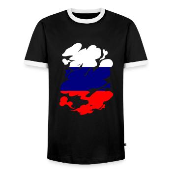 Russia Flag Vintage Russian Flag Used Look - Men's Ringer Shirt - black/white - Front - AI Model Female 172 light (172cm) & AI Model Male 178 light (178cm)