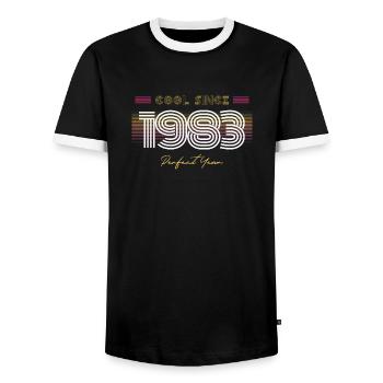 Geburtstag Cool seit 1983 - Männer Kontrast-T-Shirt - Schwarz/Weiß - Vorne - AI Model Female 172 light (172cm) & AI Model Male 178 light (178cm)