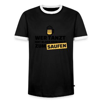 Saufen - Männer Kontrast-T-Shirt - Schwarz/Weiß - Vorne - AI Model Female 172 light (172cm) & AI Model Male 178 light (178cm)