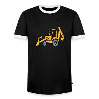 Excavatrice, chargeuses de rad, grue, chantier, - T-shirt contrasté Homme - noir/blanc - Devant - AI Model Female 172 light (172cm) & AI Model Male 178 light (178cm)