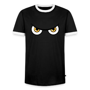 Evil eyes dangerous Owl - Men's Ringer Shirt - black/white - Front - AI Model Female 172 light (172cm) & AI Model Male 178 light (178cm)