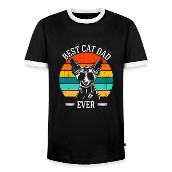 Best Cat Dad Ever Sphynx Cat Cats Wilsigns - Men's Ringer Shirt - black/white - Front - AI Model Female 172 light (172cm) & AI Model Male 178 light (178cm)