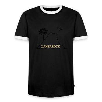 Lanzarote Volcano palm - Men's Ringer Shirt - black/white - Front - AI Model Female 172 light (172cm) & AI Model Male 178 light (178cm)
