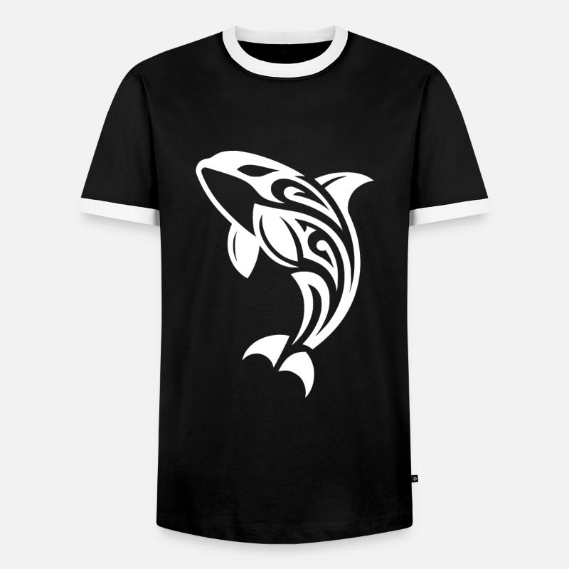 Springender Orca Tattoo Style - Männer Kontrast-T-Shirt - Schwarz/Weiß