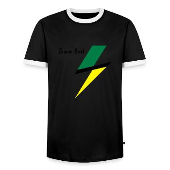 team Bolt - Men's Ringer Shirt - black/white - Front - AI Model Female 172 light (172cm) & AI Model Male 178 light (178cm)