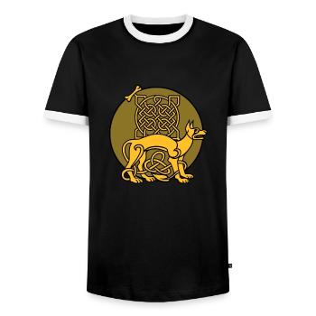 Celtic Fido Chien celtique dans le labyrinthe - T-shirt contrasté Homme - noir/blanc - Devant - AI Model Female 172 light (172cm) & AI Model Male 178 light (178cm)