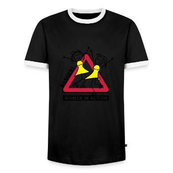 femmes en action - T-shirt contrasté Homme - noir/blanc - Devant - AI Model Female 172 light (172cm) & AI Model Male 178 light (178cm)