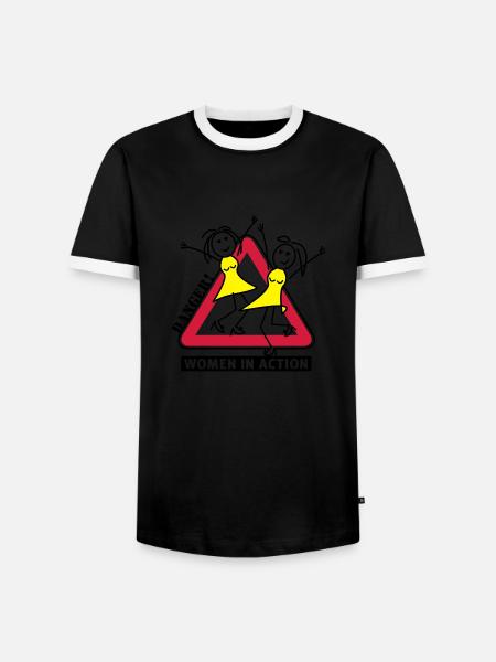 women in action - Männer Kontrast-T-Shirt - Schwarz/Weiß