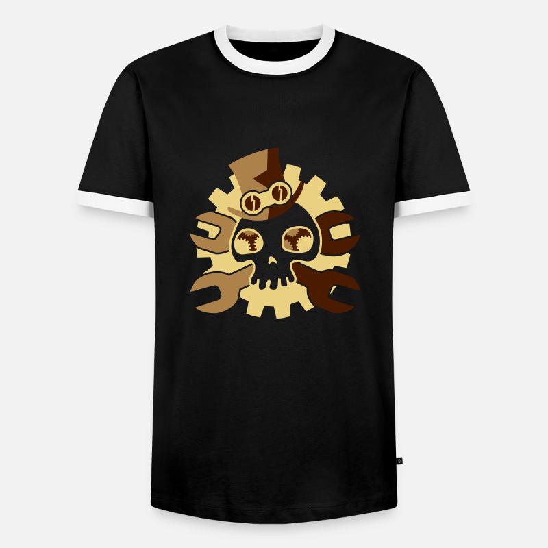 Steampunk-Skull - Männer Kontrast-T-Shirt - Schwarz/Weiß