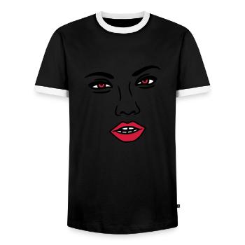 frau sexy nase gesicht kopf weiblich maedchen girl - Männer Kontrast-T-Shirt - Schwarz/Weiß - Vorne - AI Model Female 172 light (172cm) & AI Model Male 178 light (178cm)