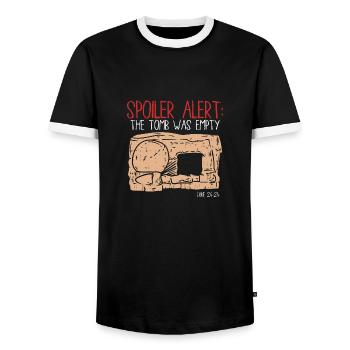 Spoiler: The Tomb Was Empty Funny Jesus Gift - Men's Ringer Shirt - black/white - Front - AI Model Female 172 light (172cm) & AI Model Male 178 light (178cm)
