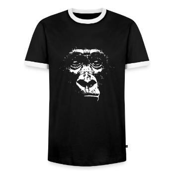 Gorilla Face Gorilla Kopf Gesicht - Männer Kontrast-T-Shirt - Schwarz/Weiß - Vorne - AI Model Female 172 light (172cm) & AI Model Male 178 light (178cm)
