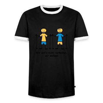 Walking - Männer Kontrast-T-Shirt - Schwarz/Weiß - Vorne - AI Model Female 172 light (172cm) & AI Model Male 178 light (178cm)