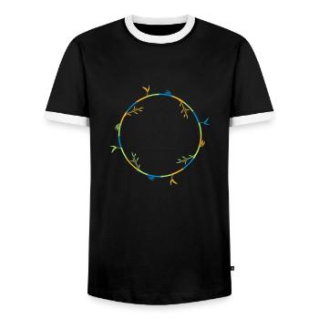 colorful circle ring round long bamboo plant silhouet - Men's Ringer Shirt - black/white - Front - AI Model Female 172 light (172cm) & AI Model Male 178 light (178cm)