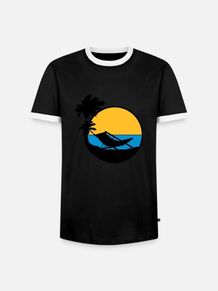 palmen sun silhouette lounge chair beach chair url - Men's Ringer Shirt - black/white