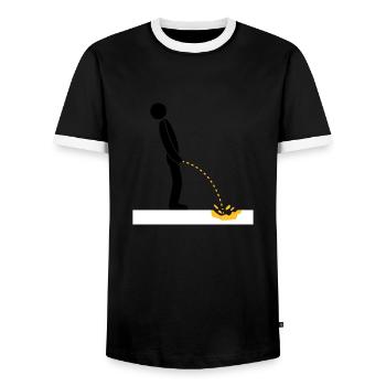 pee neige jaune hiver sol froid logo en position debout - T-shirt contrasté Homme - noir/blanc - Devant - AI Model Female 172 light (172cm) & AI Model Male 178 light (178cm)