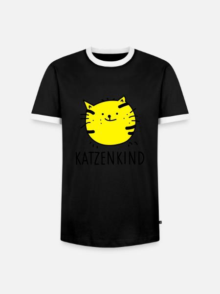 Katzenkind (b) - Männer Kontrast-T-Shirt - Schwarz/Weiß