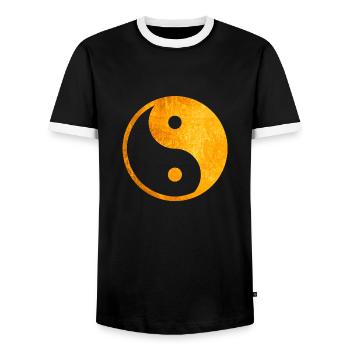 Gold Yin Yang, Yin Yang Symbol, Yin Yang Taoism - Men's Ringer Shirt - black/white - Front - AI Model Female 172 light (172cm) & AI Model Male 178 light (178cm)