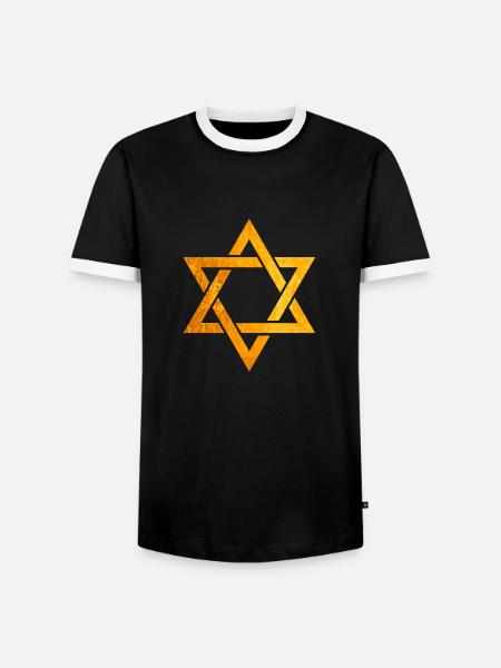Sweats à capuche juifs d'or, symbole juif de l'étoile de David - T-shirt contrasté Homme - noir/blanc