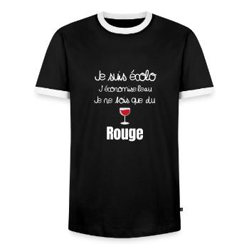 écolo, buveur de vin, idée cadeau - T-shirt contrasté Homme - noir/blanc - Devant - AI Model Female 172 light (172cm) & AI Model Male 178 light (178cm)