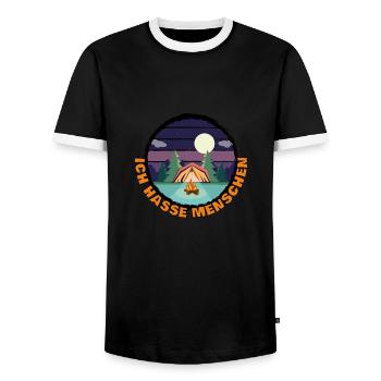Ich hasse Menschen - Männer Kontrast-T-Shirt - Schwarz/Weiß - Vorne - AI Model Female 172 light (172cm) & AI Model Male 178 light (178cm)