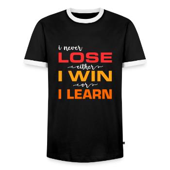 Ich verliere nie, entweder ich gewinne oder ich le - Männer Kontrast-T-Shirt - Schwarz/Weiß - Vorne - AI Model Female 172 light (172cm) & AI Model Male 178 light (178cm)
