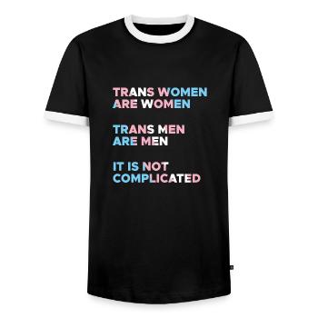 Trans Women Are Women Trans Men Are Men - Men's Ringer Shirt - black/white - Front - AI Model Female 172 light (172cm) & AI Model Male 178 light (178cm)