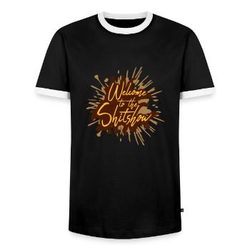 Scheiße Welcome Shitshow - Männer Kontrast-T-Shirt - Schwarz/Weiß - Vorne - AI Model Female 172 light (172cm) & AI Model Male 178 light (178cm)