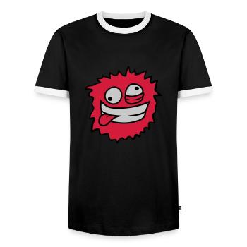 Hairy monster face - Men's Ringer Shirt - black/white - Front - AI Model Female 172 light (172cm) & AI Model Male 178 light (178cm)