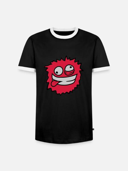 Hairy monster face - Men's Ringer Shirt - black/white