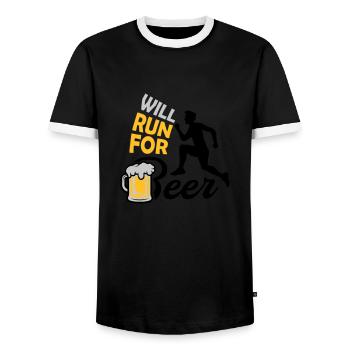 Run for Beer - Men's Ringer Shirt - black/white - Front - AI Model Female 172 light (172cm) & AI Model Male 178 light (178cm)