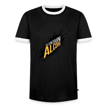 Farbklecks May Contain Alcohol - Men's Ringer Shirt - black/white - Front - AI Model Female 172 light (172cm) & AI Model Male 178 light (178cm)