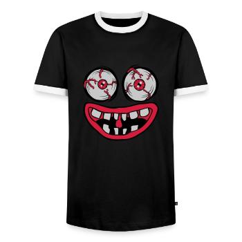 Evil Monster Horror Face - Men's Ringer Shirt - black/white - Front - AI Model Female 172 light (172cm) & AI Model Male 178 light (178cm)
