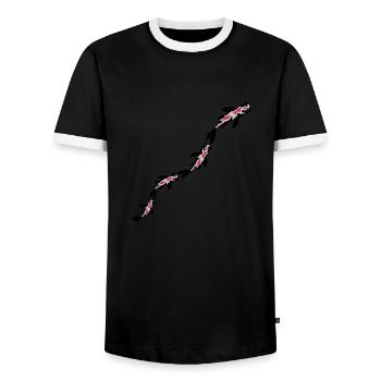 Many Koi Fish Nishikigoi - Men's Ringer Shirt - black/white - Front - AI Model Female 172 light (172cm) & AI Model Male 178 light (178cm)