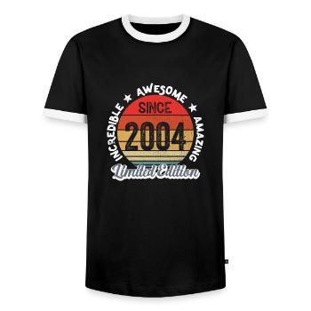amazing since 2004 - anniversary - Men's Ringer Shirt - black/white - Front - AI Model Female 172 light (172cm) & AI Model Male 178 light (178cm)