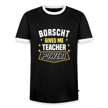 Borscht Gives Me Teacher Powers Funny Professor - Männer Kontrast-T-Shirt - Schwarz/Weiß - Vorne - AI Model Female 172 light (172cm) & AI Model Male 178 light (178cm)