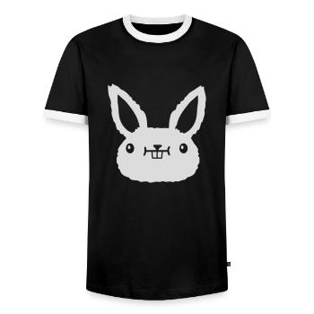 Cher lapin kawaii Face - T-shirt contrasté Homme - noir/blanc - Devant - AI Model Female 172 light (172cm) & AI Model Male 178 light (178cm)