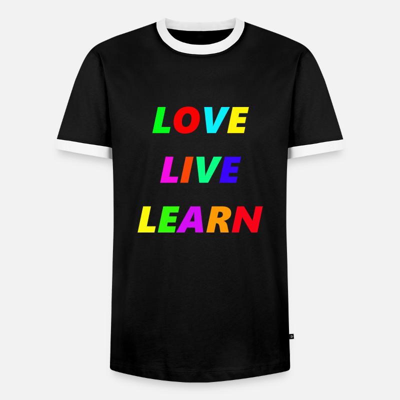 LOVE LIVE LEARN - Men's Ringer Shirt - black/white