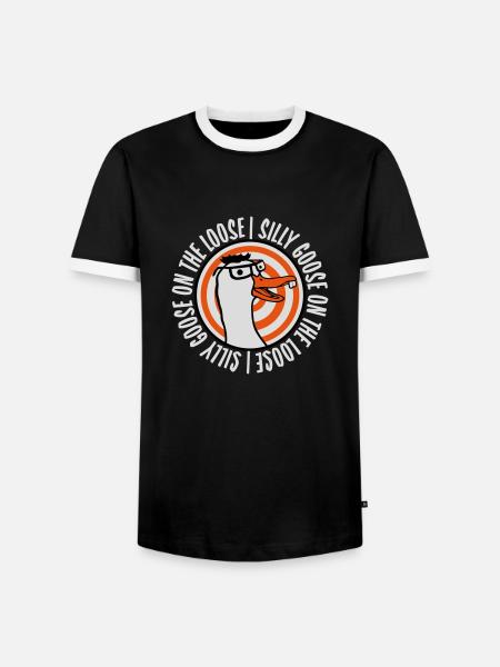 goose on the loose - Men's Ringer Shirt - black/white