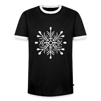Snowflake Snow Winter Christmas Cold 2 - Men's Ringer Shirt - black/white - Front - AI Model Female 172 light (172cm) & AI Model Male 178 light (178cm)