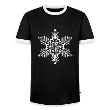 Snowflake Snow Winter Christmas Cold 6 - Men's Ringer Shirt - black/white - Front - AI Model Female 172 light (172cm) & AI Model Male 178 light (178cm)