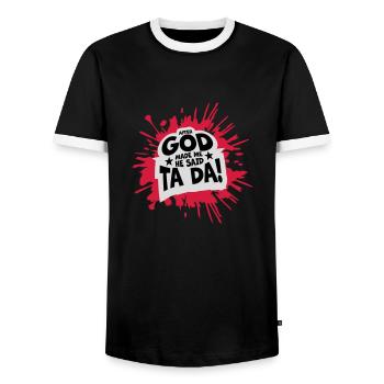 Après que Dieu m’ait fait - T-shirt contrasté Homme - noir/blanc - Devant - AI Model Female 172 light (172cm) & AI Model Male 178 light (178cm)