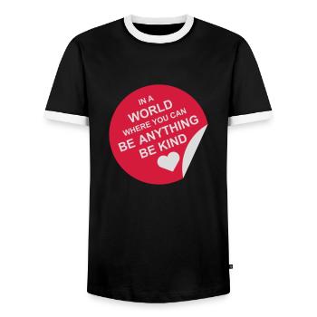 you can be kind - Men's Ringer Shirt - black/white - Front - AI Model Female 172 light (172cm) & AI Model Male 178 light (178cm)